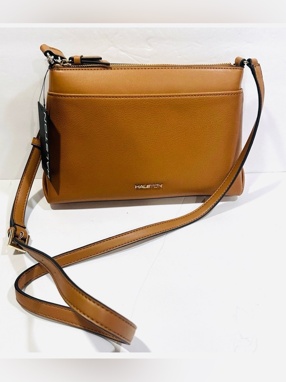 Halston Heritage Cognac Tan Leather Crossbody Bag